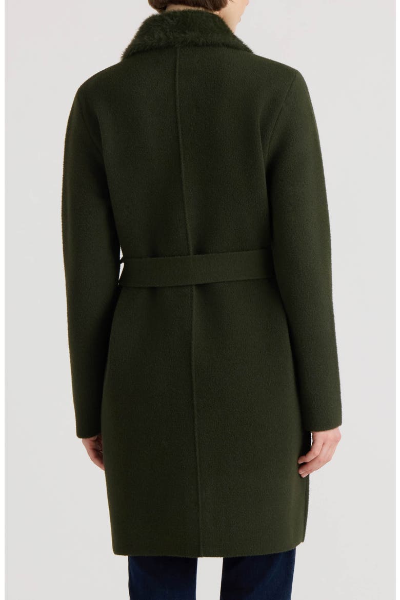 Belted Coatigan with Faux Fur Collar, Alternate, color, MILITARY GREEN