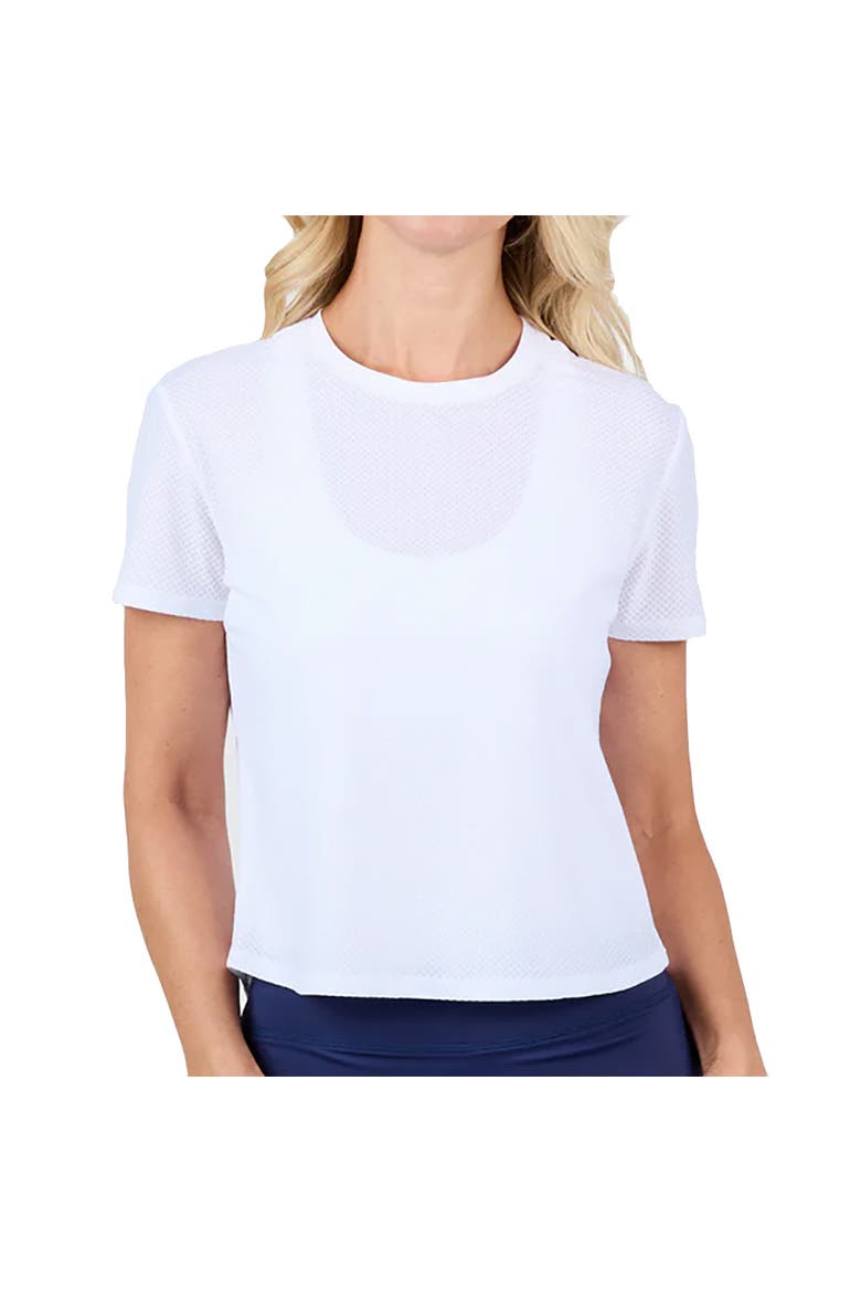 Staples Mesh Short Sleeve Womens Tennis Shirt, Main, color, White