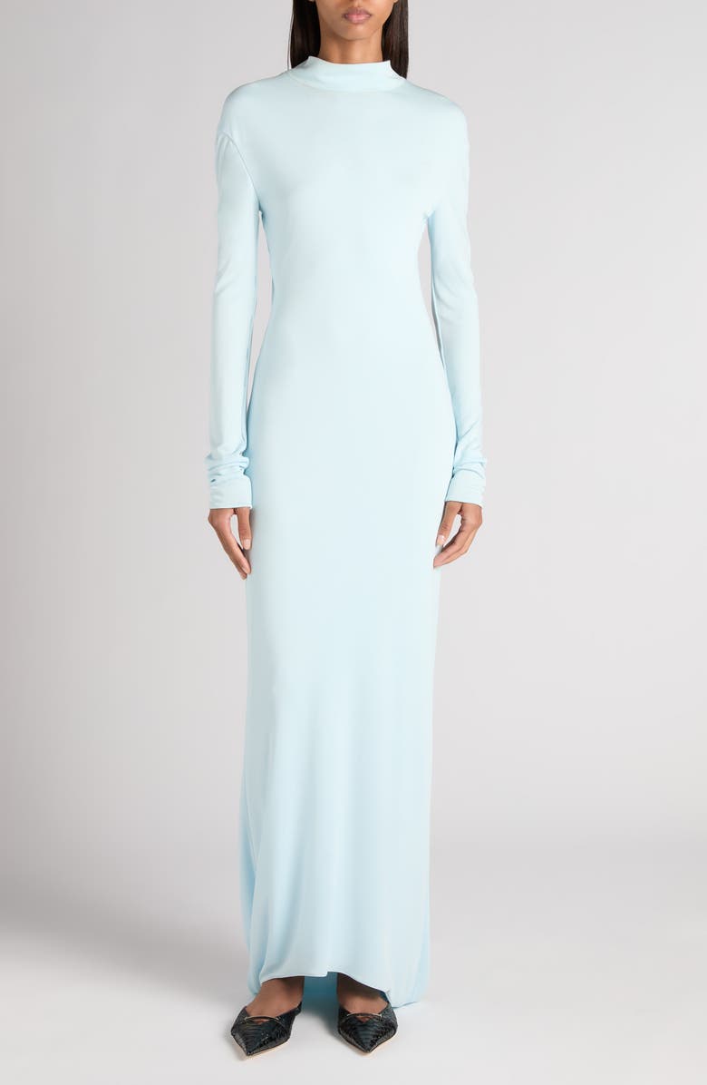 TOM FORD Open Back Long Sleeve Fluid Jersey Gown, Main, color, Frost