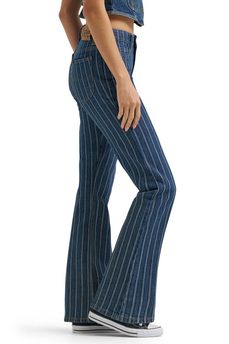 Stripe Mid Rise Bootcut Jeans, Alternate, color, SONIC SPEED