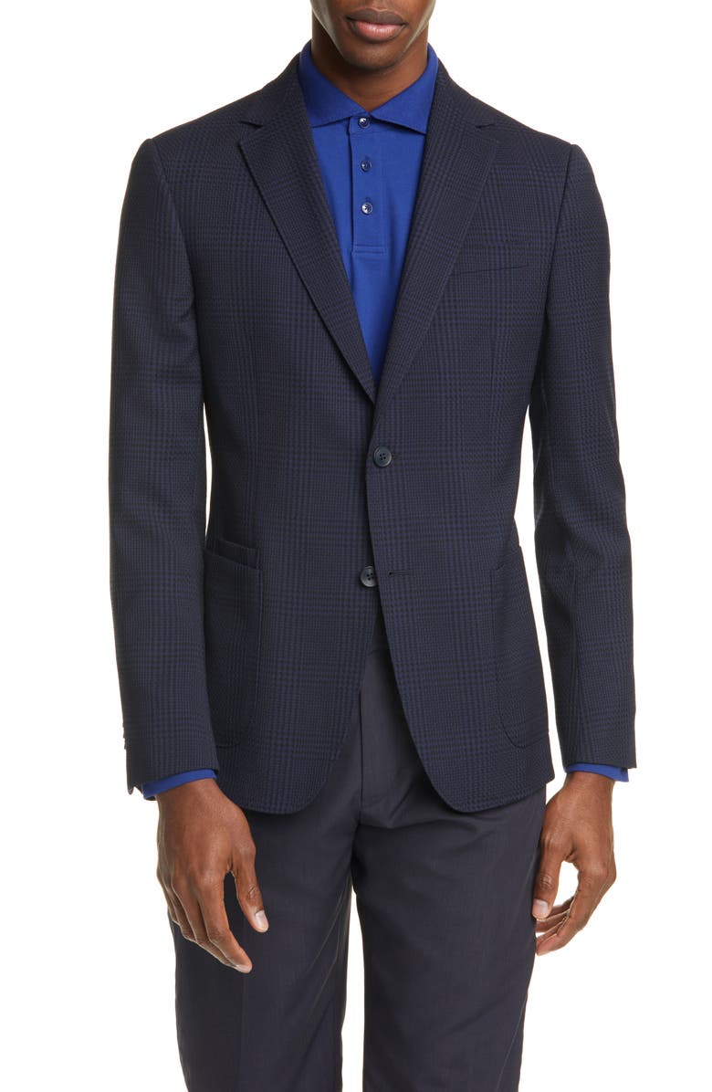 Z Zegna Trim Fit Plaid Stretch Wool Sport Coat, Main, color,