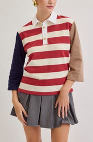 MAUDE CLUB Oliver Striped Colorblock Rugby Shirt