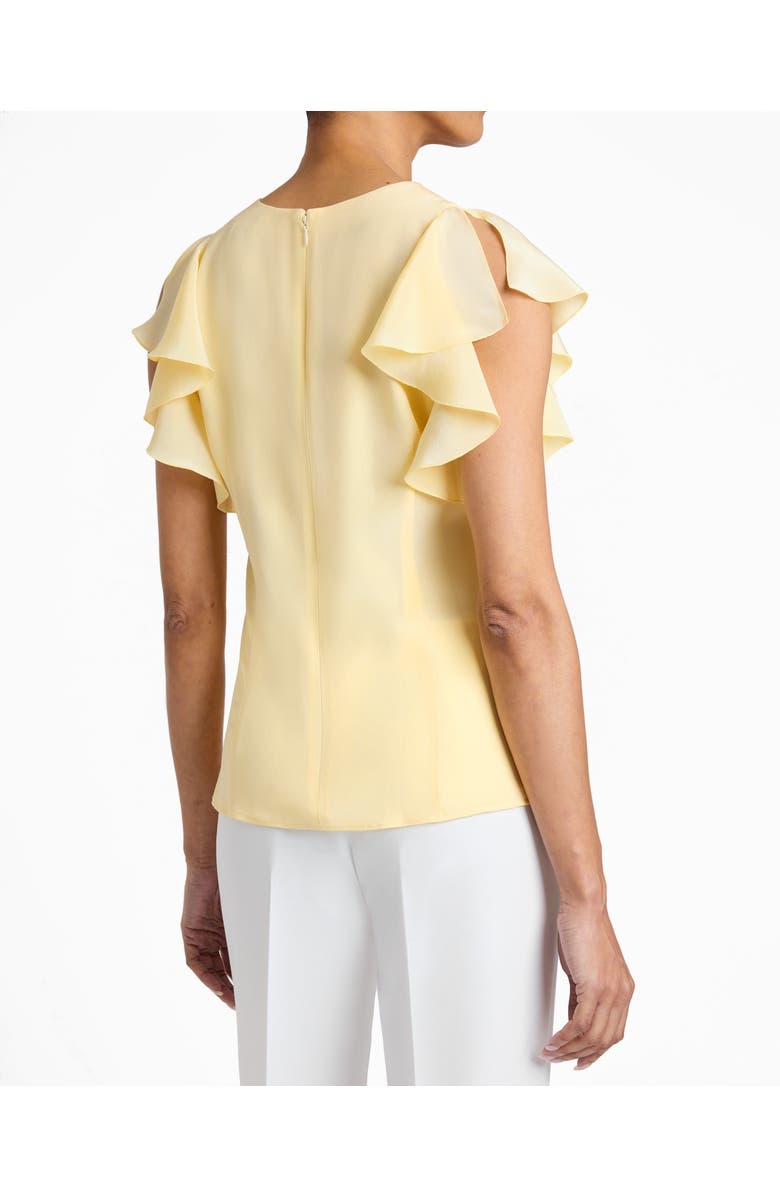 Santorelli ELLA Silk Flutter Sleeve Buttoned Blouse with Waist Panel, Alternate, color, Chamomile