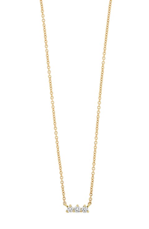 18K Gold Diamond Bar Pendant Necklace