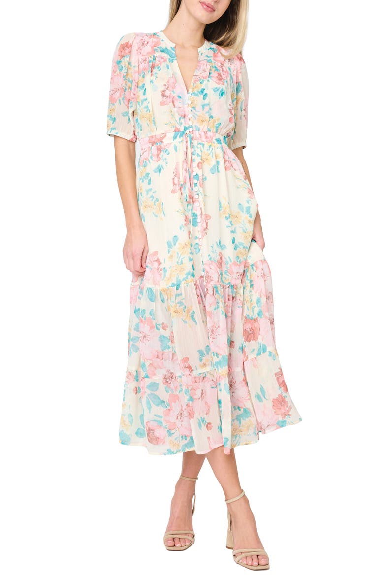 Kira Drawstring Maxi Dress, Main, color, SUNDAY BOUQUET FLORAL