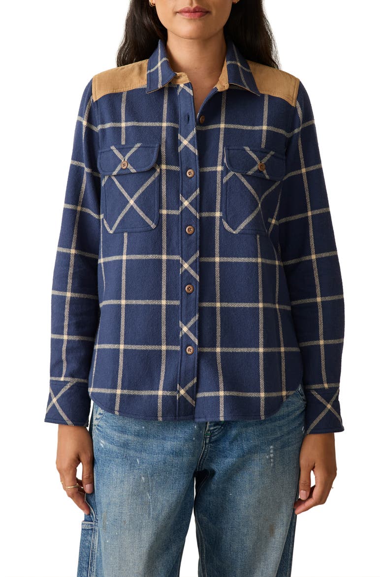 Daly Plaid Cotton Flannel Shirt, Main, color, NAVY OLIVIA PLAID