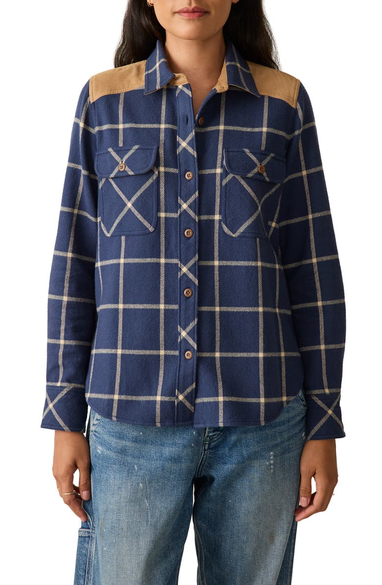 Faherty Daly Plaid Cotton Flannel Shirt, Main, color, Navy Olivia Plaid