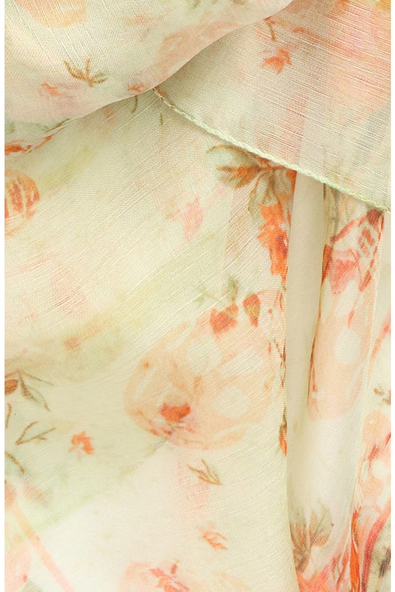 Floral & Skull Print Silk Scarf, Alternate, color, ACQUA