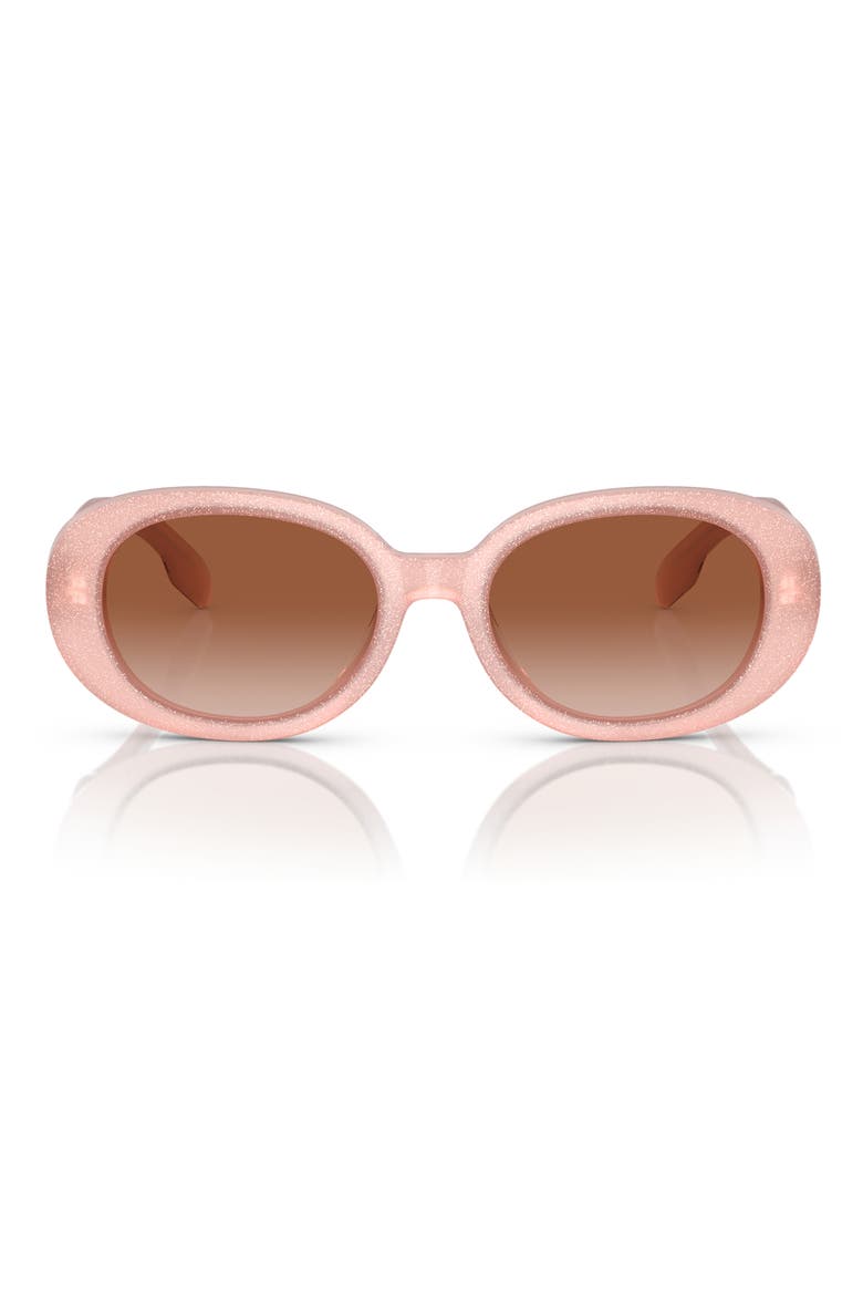 Kids' 48mm Oval Sunglasses, Main, color, GLITTER OPAL PINK / BROWN