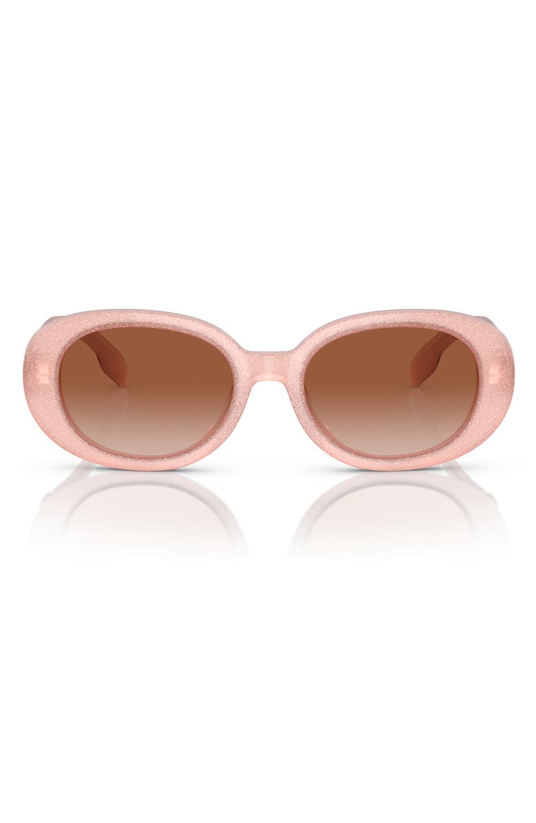 Burberry Kids' 48mm Oval Sunglasses, Main, color, Glitter Opal Pink / Brown