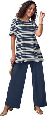 Jessica London Stretch Knit Boatneck Swing Tunic