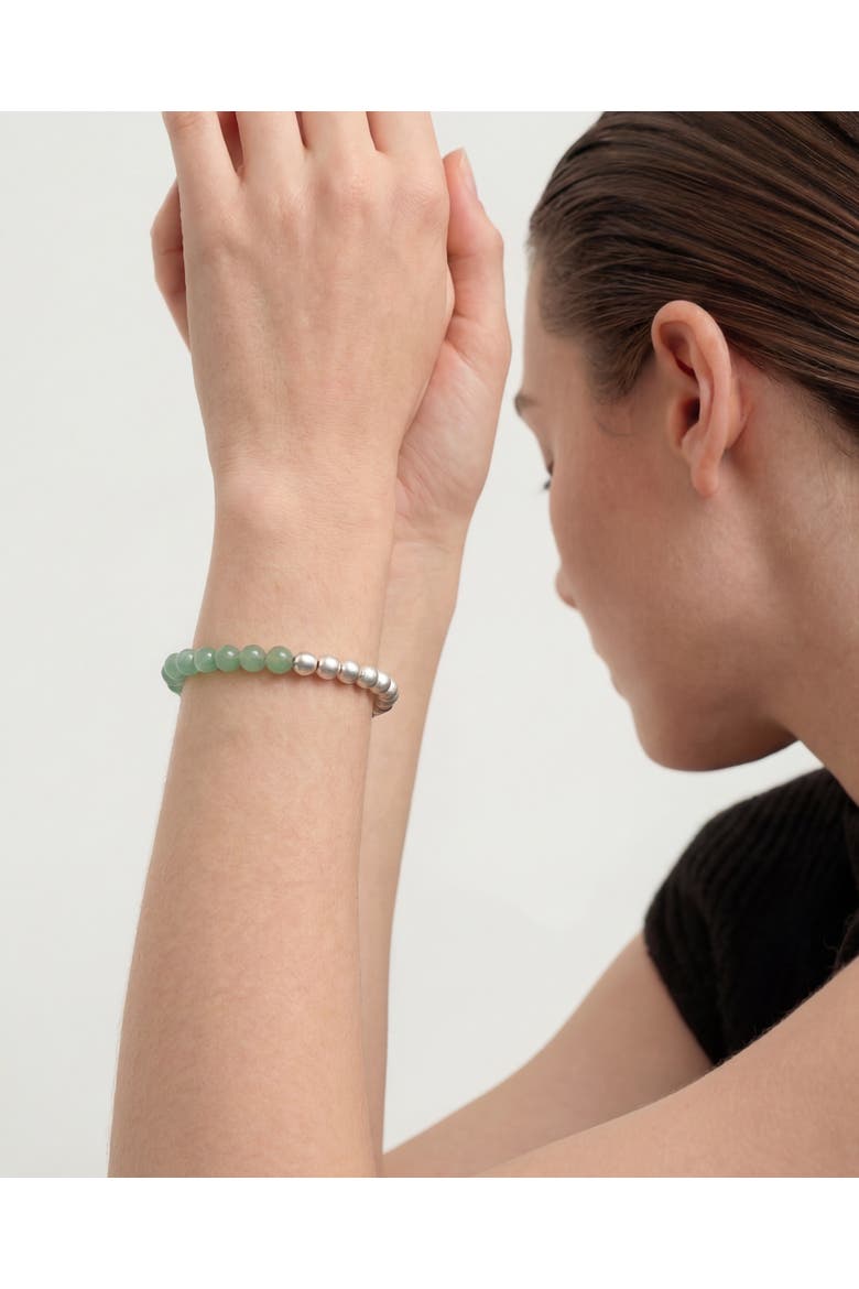 Duo Silver and Jade-Green Aventurine Beaded Bracelet, Alternate, color, Green