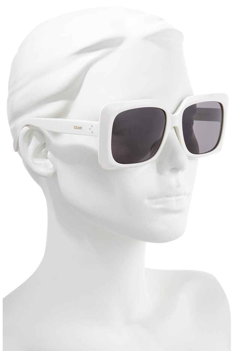 60mm International Fit Square Sunglasses, Alternate, color, WHITE/ SMOKE