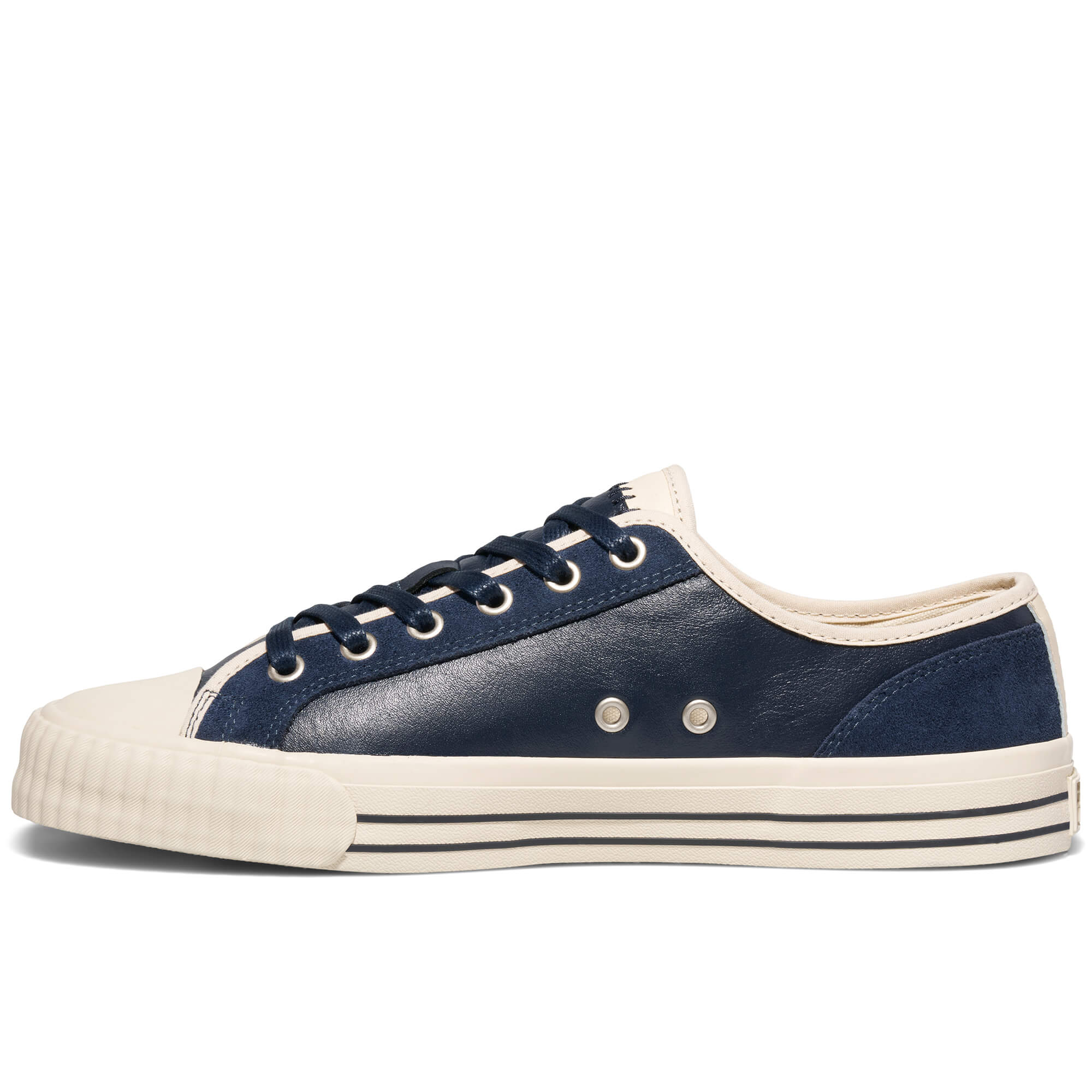 P.F. Flyers Center Vintage Low-Top Leather & Suede Sneaker, Alternate, color, Navy-Antique White