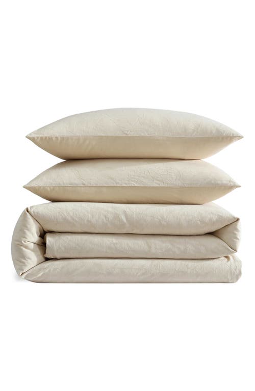 Calvin Klein Branching Leaves 3 Piece Comforter Set, King In Cream