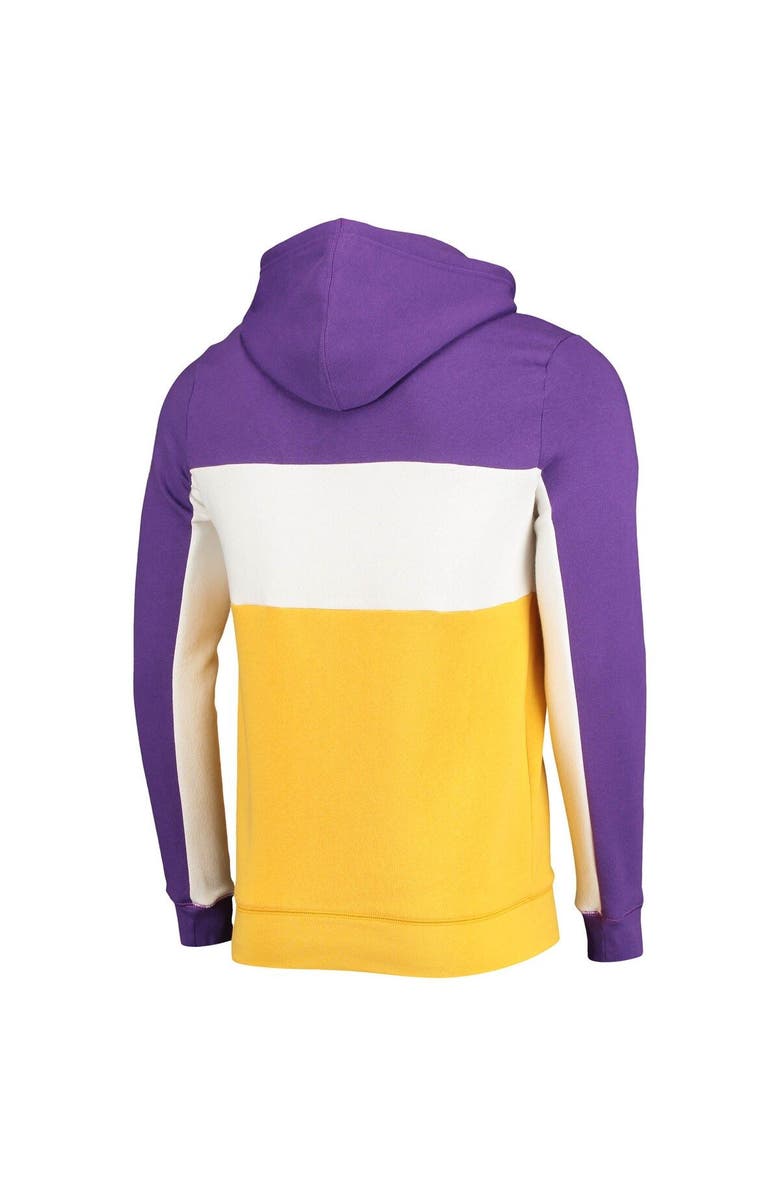 Junk Food Men's Junk Food Purple/White Los Angeles Lakers Wordmark Colorblock Fleece Pullover Hoodie, Alternate, color, 