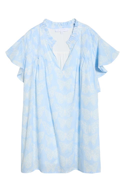 Sugarlips Aubry Butterfly Cindi Ruffle Top In Blue In Blue