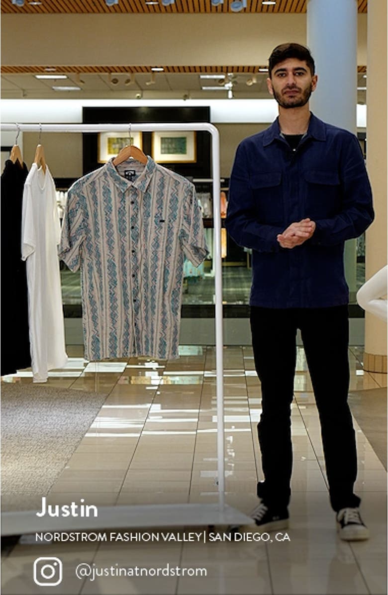 Sundays Stripe Jacquard Short Sleeve Button-Up Shirt, sales video thumbnail