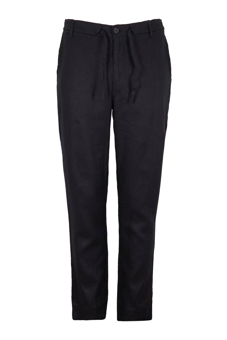 Solid Linen Drawstring Pant, Alternate, color, BLACK