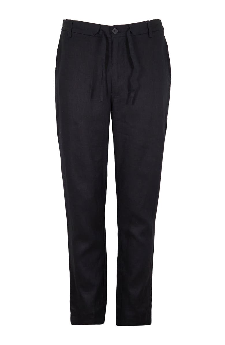 Lords of Harlech Solid Linen Drawstring Pant, Alternate, color, Black