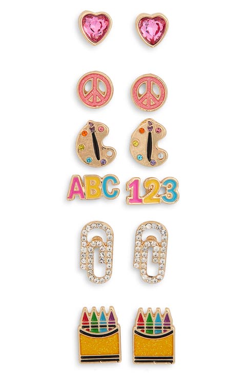 Set of 6 ABC Stud Earrings