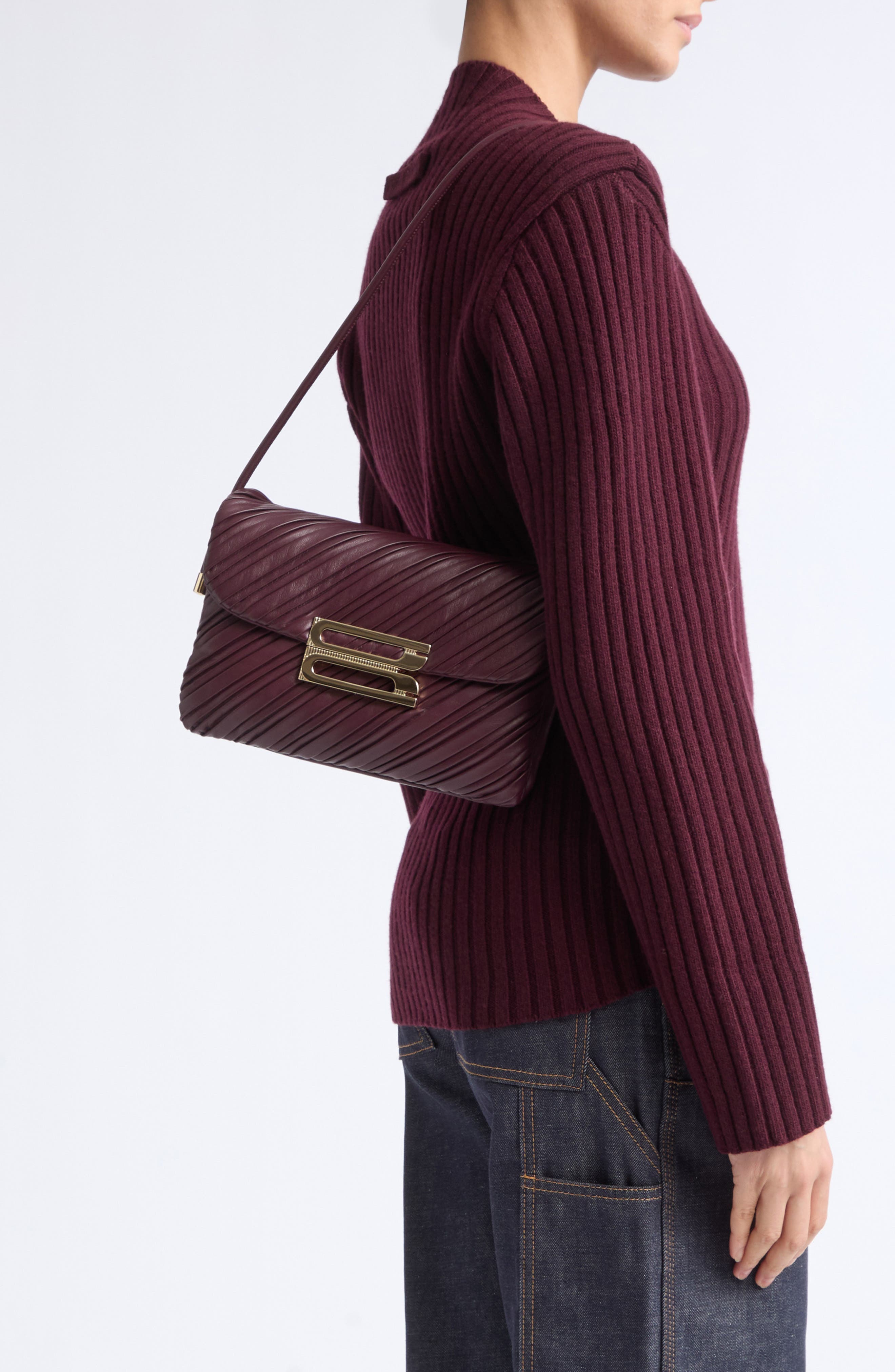 Dorian Leather Clutch, Alternate, color, BURGUNDY