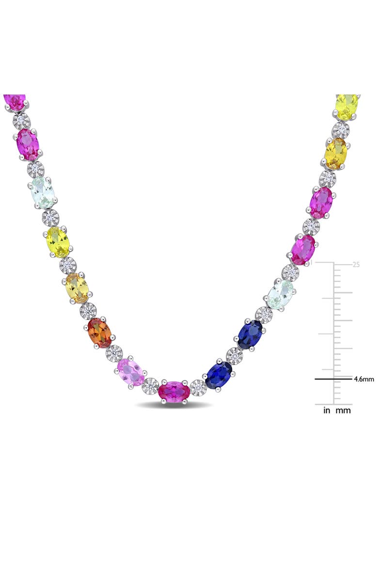 Multi-Color Created Sapphire Tennis Necklace, Alternate, color, Sterling Silver