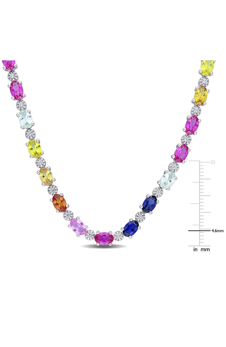 Julianna B. Multi-Color Created Sapphire Tennis Necklace, Alternate, color, Sterling Silver