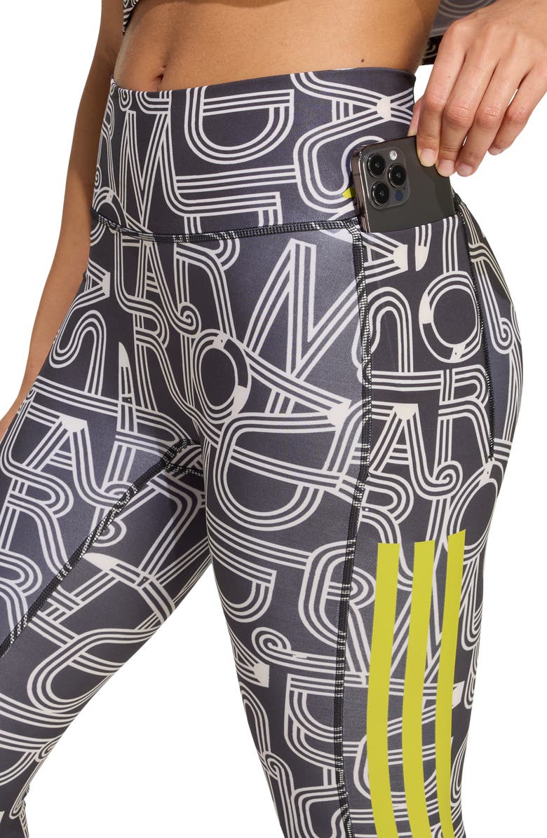 adidas x FARM Rio Optime Climacool Leggings, Alternate, color, Black/ Crystal Linen/ Lime