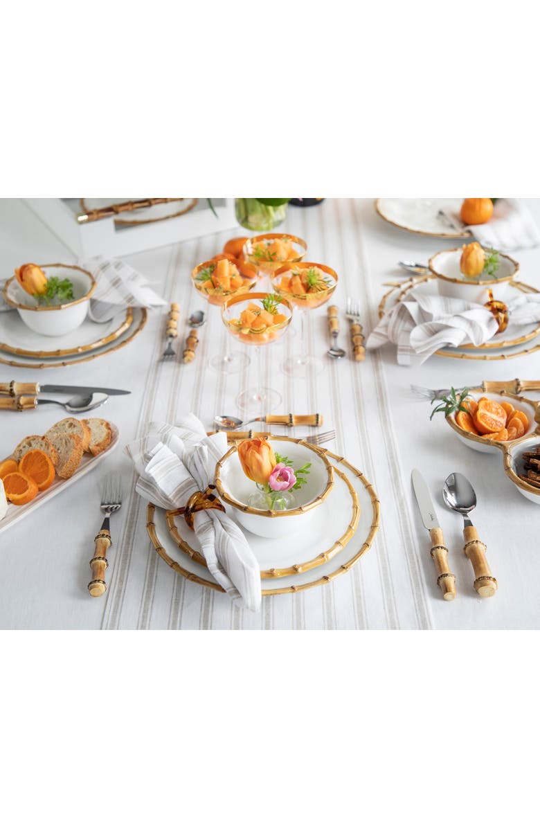 Solino Home Linen Table Runner for Dining Table, Holiday and Everyday Table Decor - Capri Ticking Stripe, Alternate, color, 