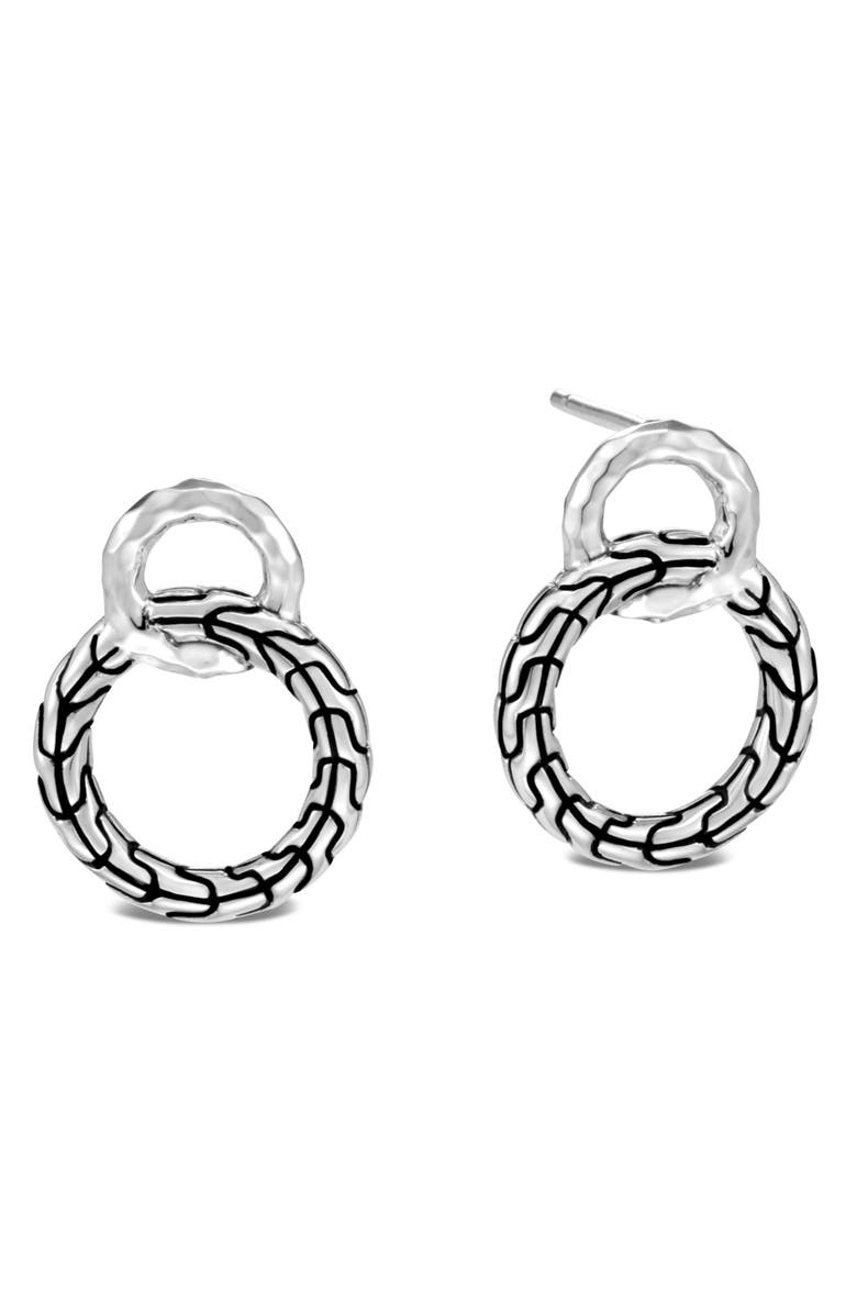 John Hardy Classic Chain Hammered Sterling Silver Earrings, Main, color,