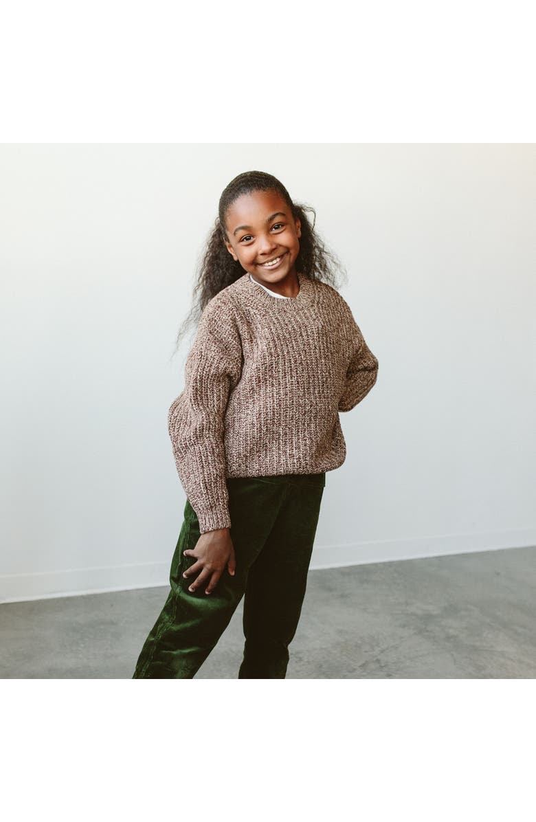 goumikids baby organic cotton chunky knit sweater, Alternate, color, Bark