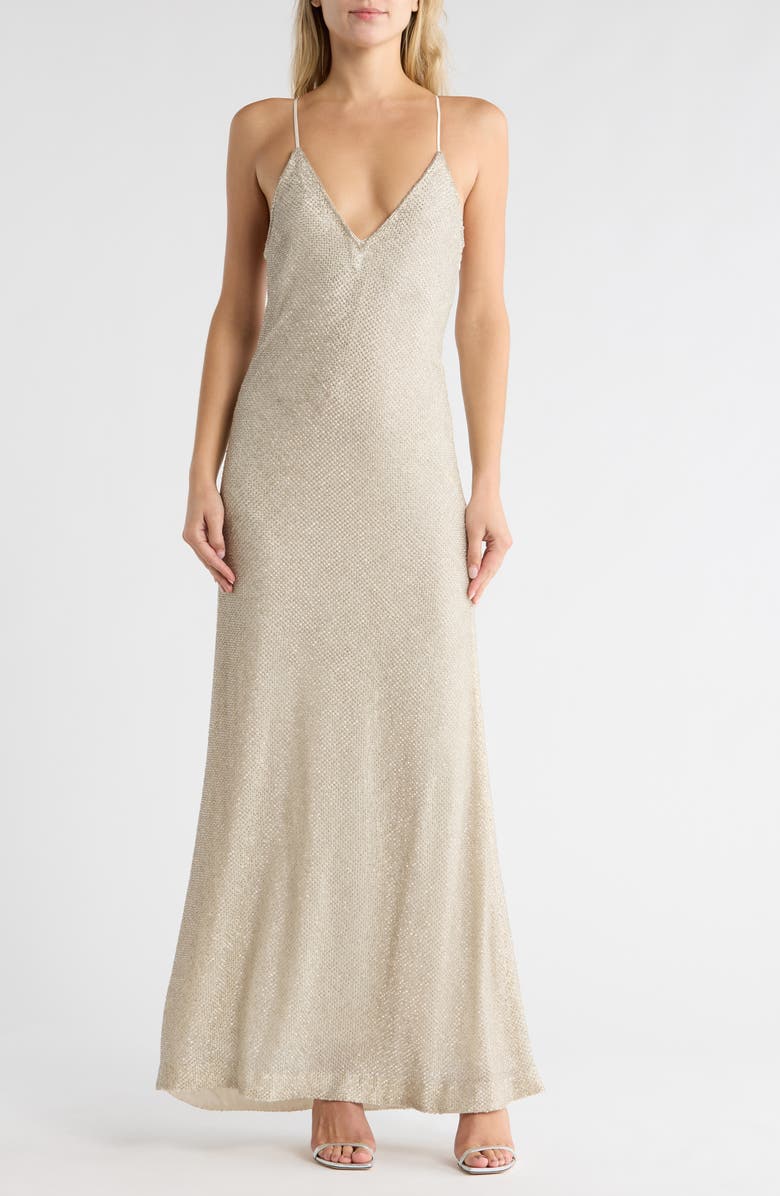 TWP Josephine Silk Gown, Main, color, Silver
