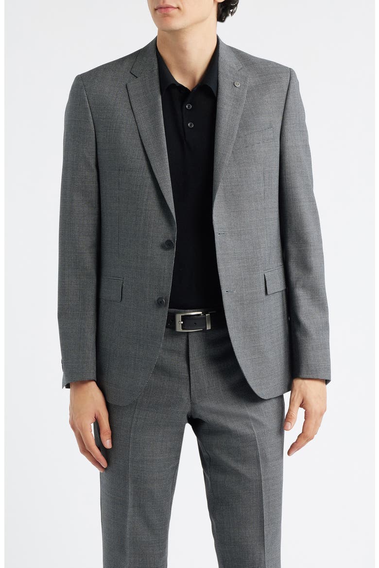 Ross Slim Fit Tick Weave Wool Suit, Alternate, color, GREY