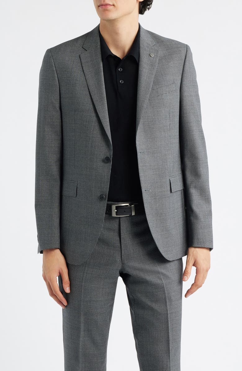 AllSaints Ross Slim Fit Tick Weave Wool Suit, Alternate, color, Grey