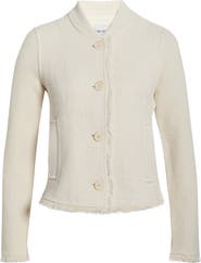 NIC+ZOE Fringe Mix Knit Bomber Jacket