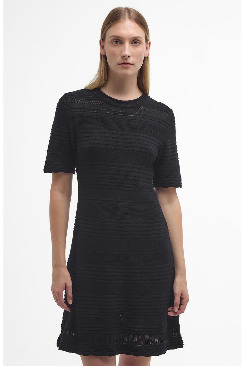 Mia Short Sleeve Cotton Minidress, Alternate, color, BLACK