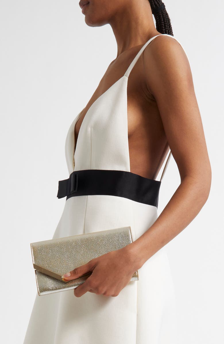 Jimmy Choo Emmie Glitter Leather Clutch, Alternate, color,