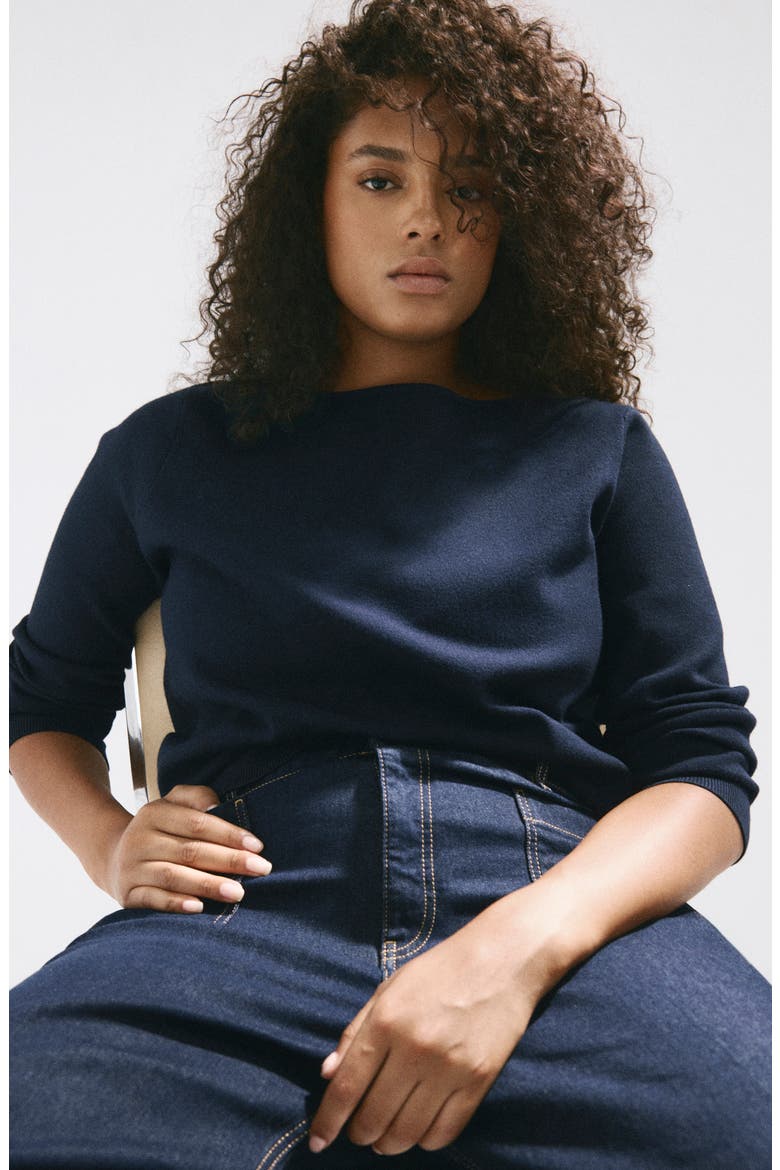 Boat Neck Sweater, Alternate, color, NAVY
