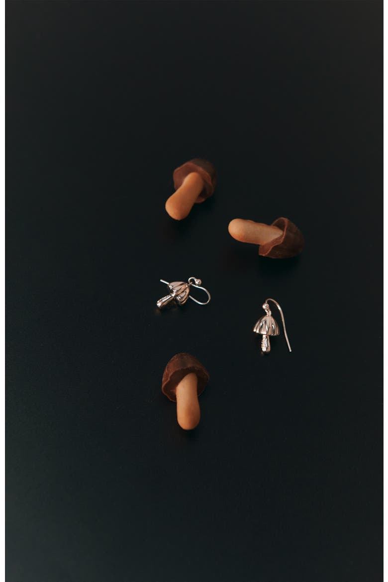 Choco Mushroom Earrings, Alternate, color, Silver