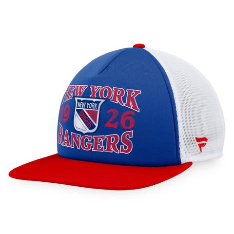 Men's Fanatics Branded Blue/Red New York Rangers Heritage Vintage Foam Front Trucker Snapback Hat