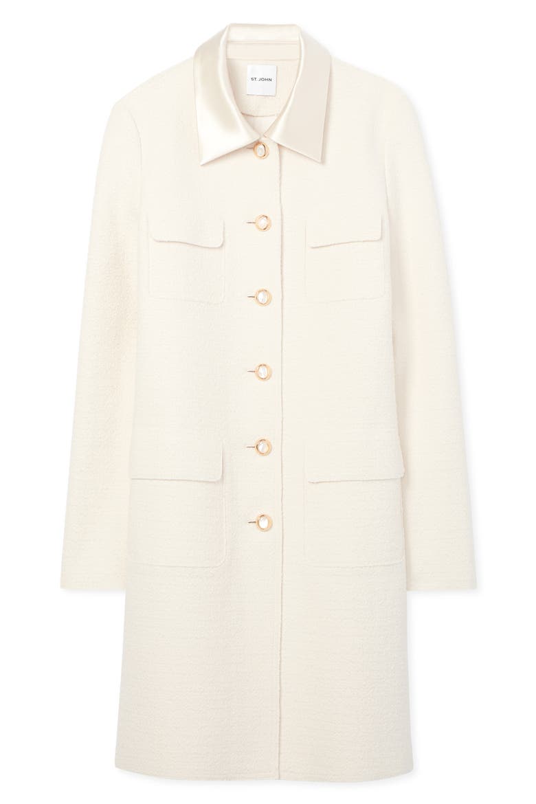 Bonded Tweed Longline Jacket, Alternate, color, ECRU