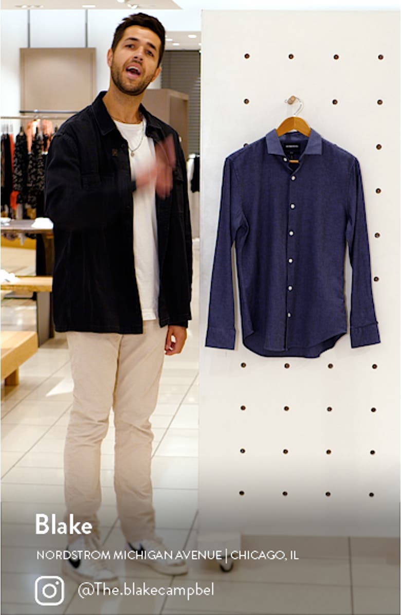 Slim Fit Stretch Linen & Cotton Button-Up Shirt, sales video thumbnail