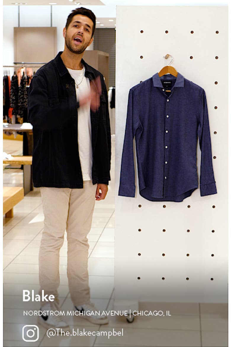 Slim Fit Stretch Linen & Cotton Button-Up Shirt video