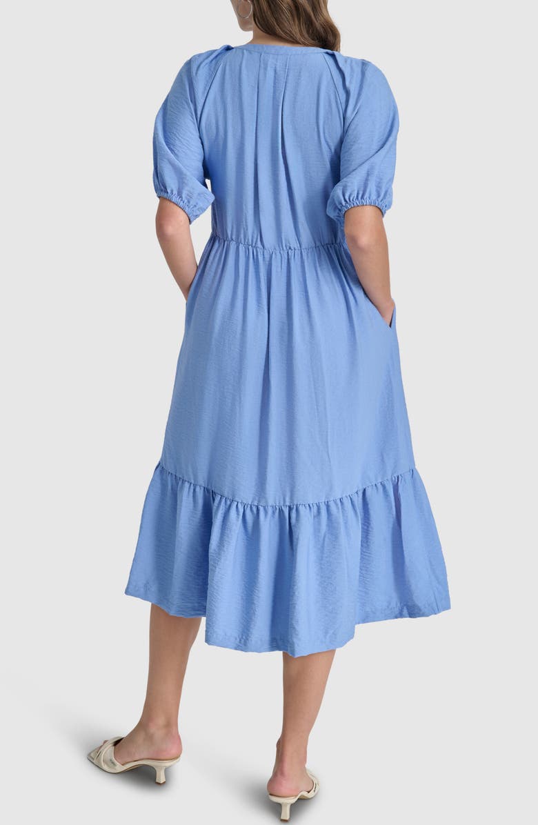 DKNY Puff Sleeve Midi Dress, Alternate, color, 