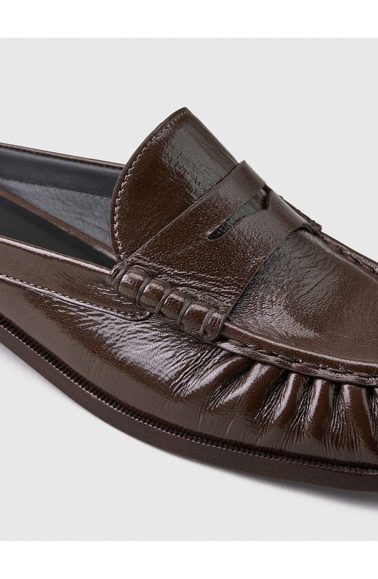 Reformation Francine Loafer Mule, Alternate, color, Espresso Crinkle Patent
