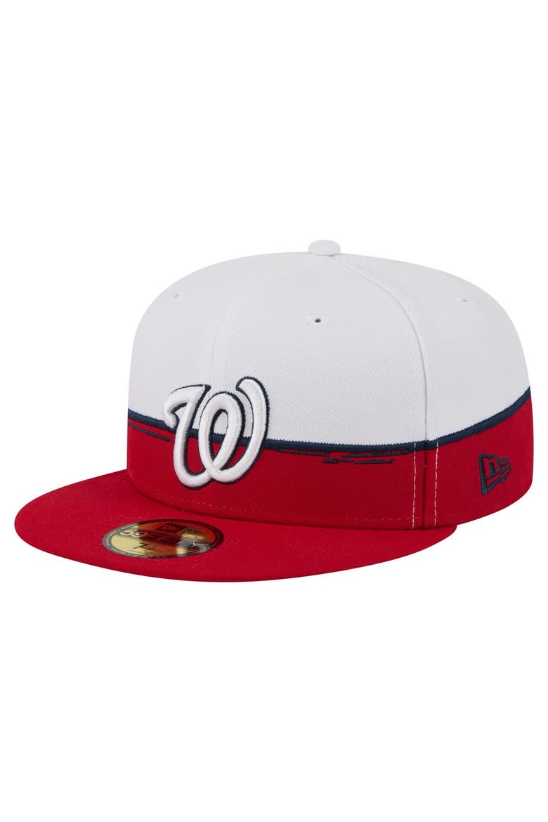 Men's New Era  Red/White Washington Nationals Paint Stroke 59FIFTY Fitted Hat, Alternate, color, Red