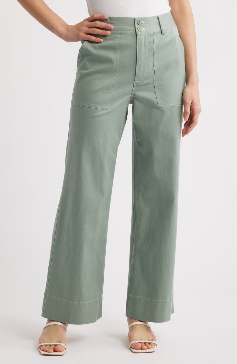 MARGARET O'LEARY Parker Stacked Button Straight Leg Pants, Main, color, 