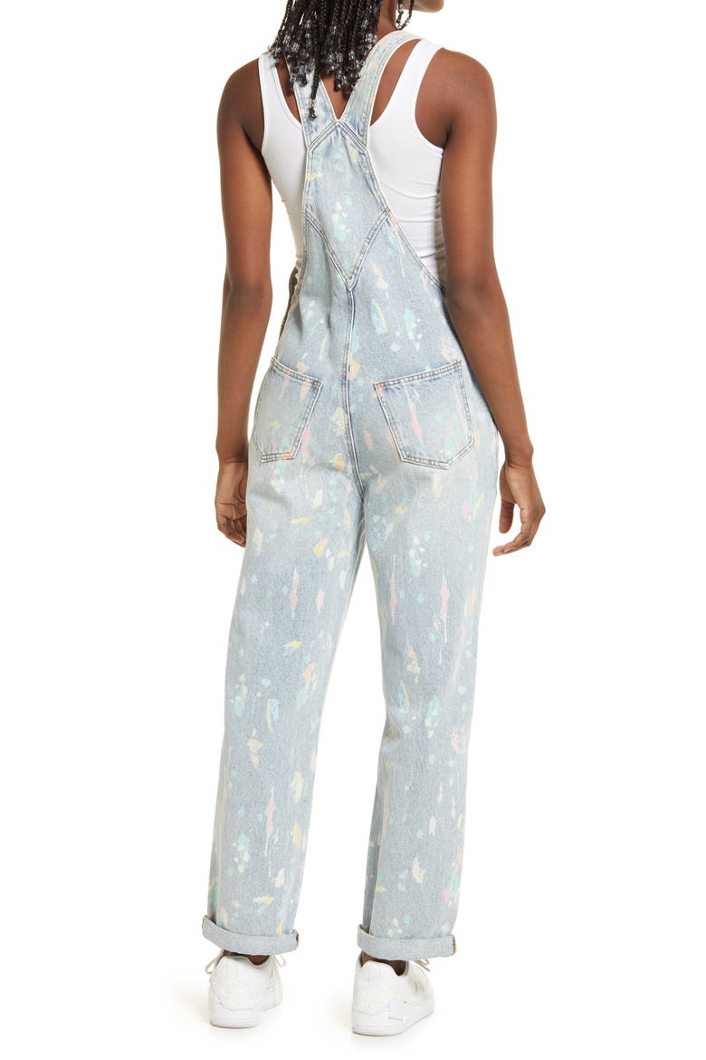 Cristina Martinez Cotton Denim Overalls, Alternate, color, BLUE PAINTBRUSH STROKES