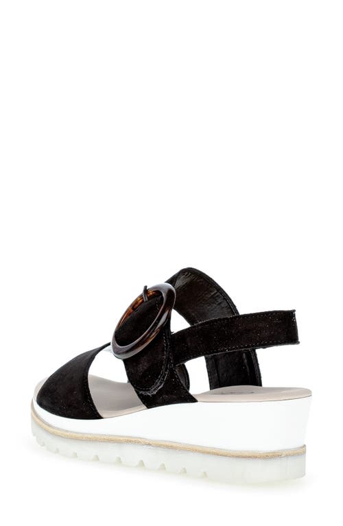 Gabor Strappy Wedge Sandal In Black